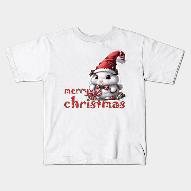 christmas cute bunny Kids T-Shirt by Aceplace Design